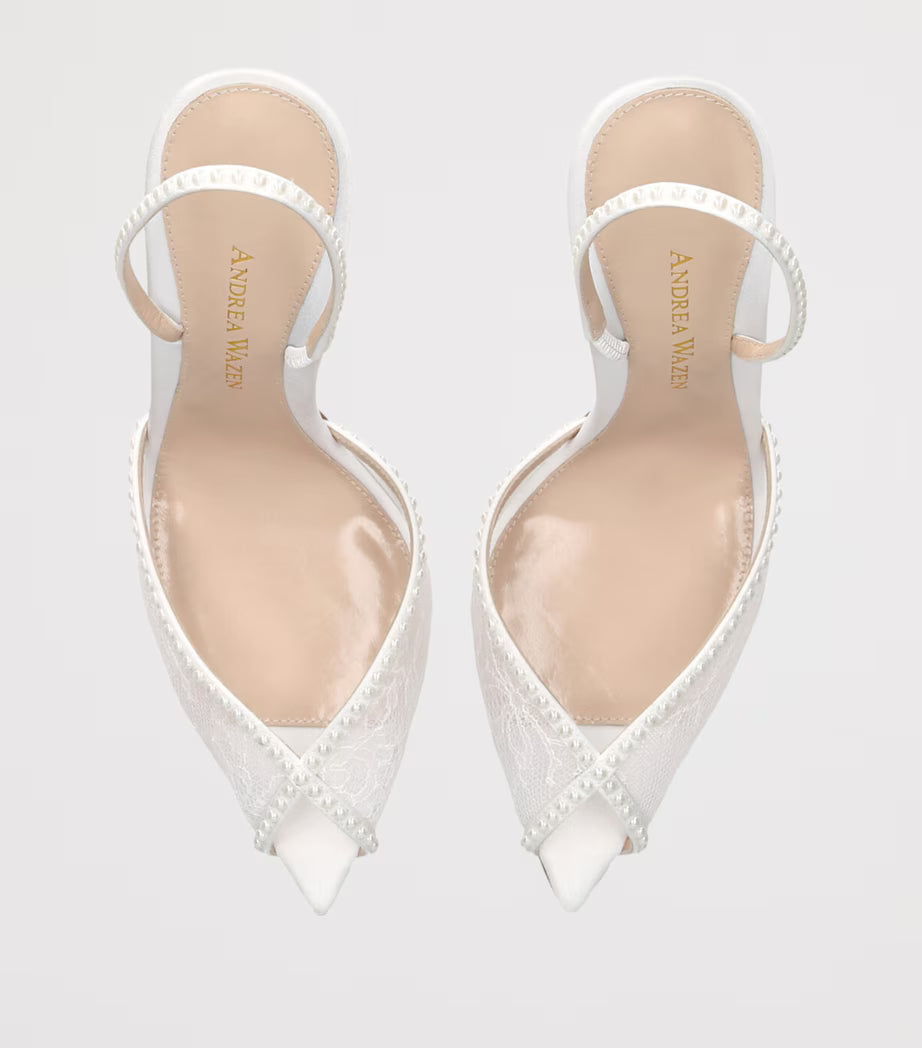 AW Embellished Lace Katy Slingback Heels 95