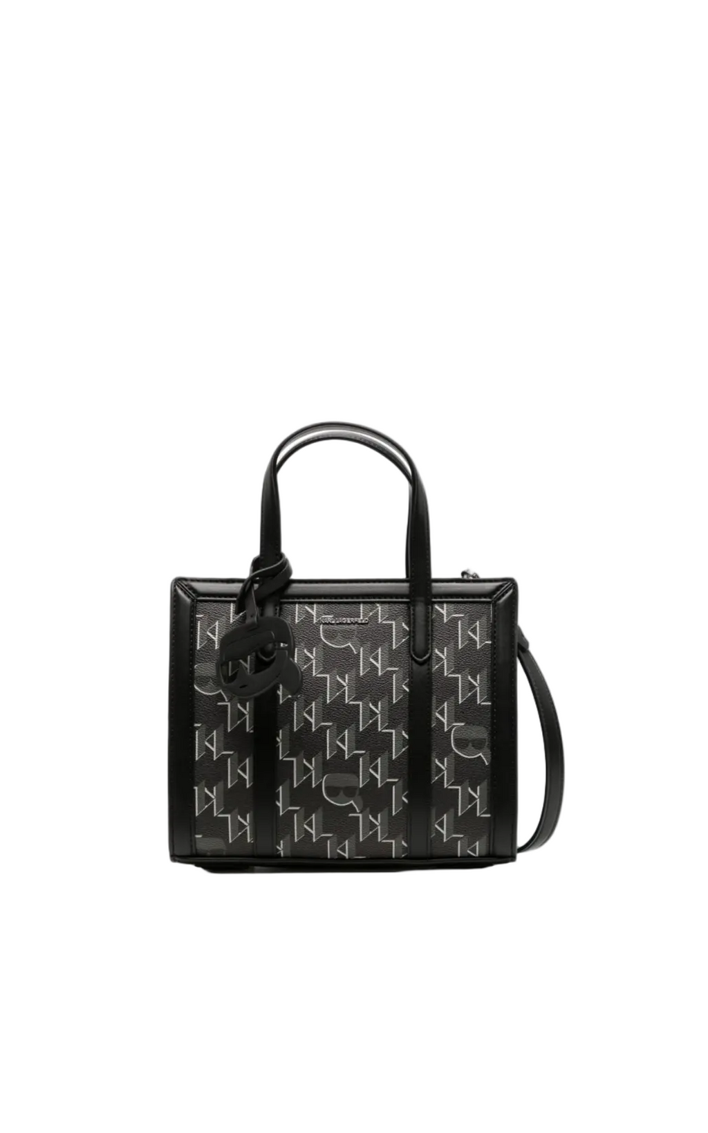 KARL LAGERFELD K/Ikonik 2.0 Monogram Small Black Tote Bag