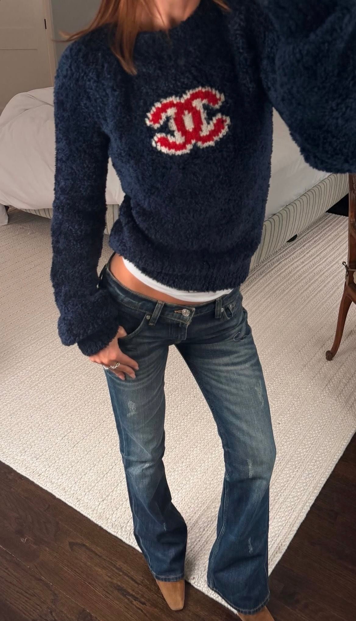 Chanel Navy Blue Teddy Sweater