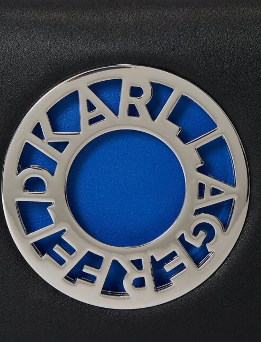 KARL LAGERFELD K/DISK Black Crossbody Bag With Blue Accent