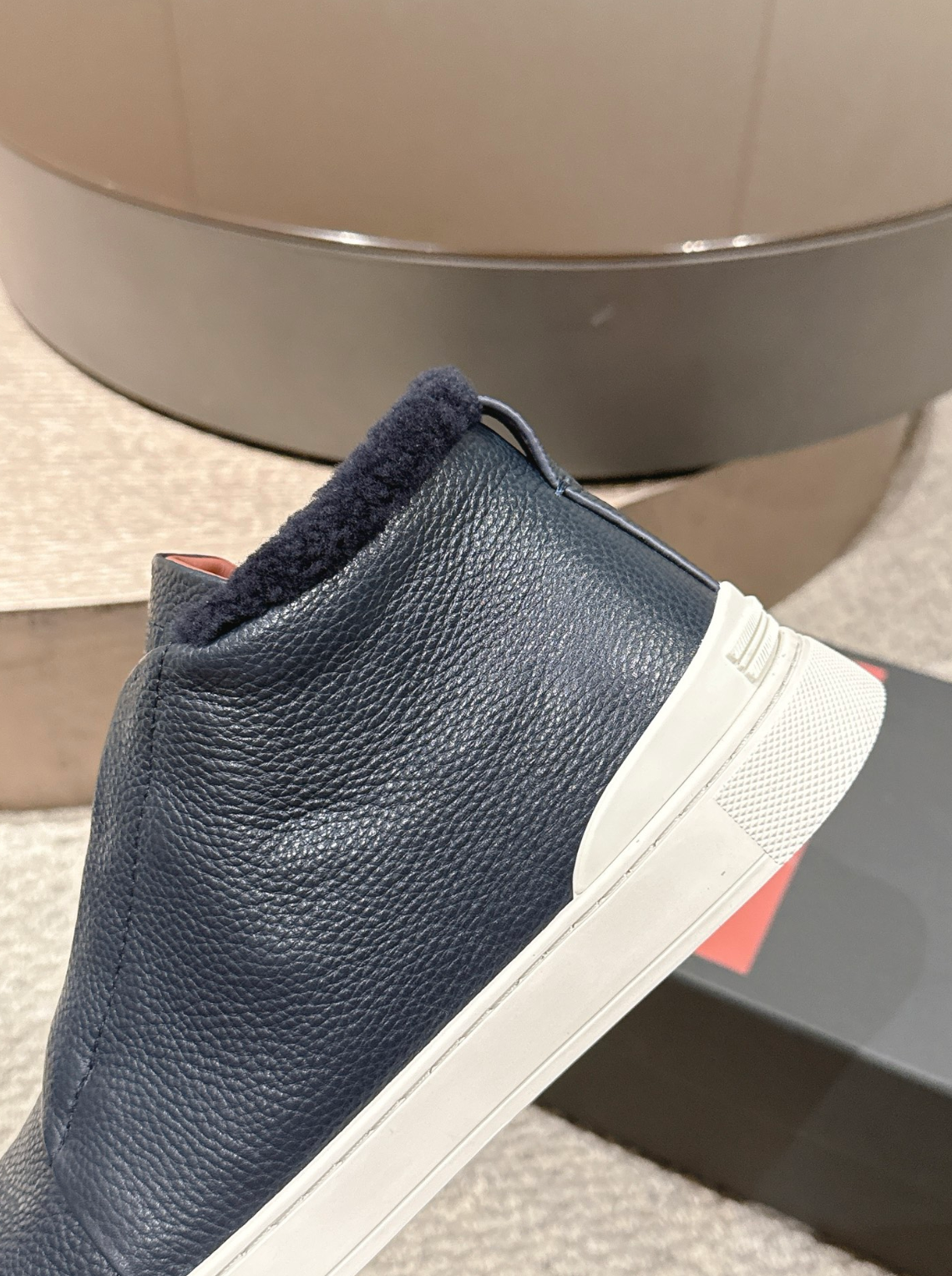 Ermenegildo Zegna navy deerskin wool Triple Stitch mid-top