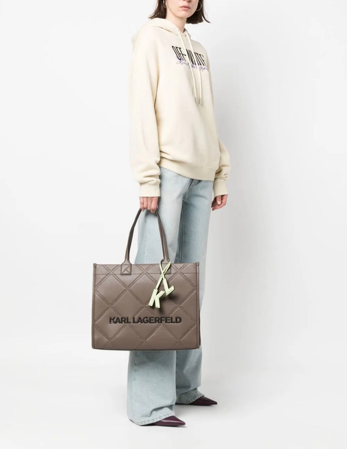 KARL LAGERFELD K/Skuare Large Almond Brown Tote Bag