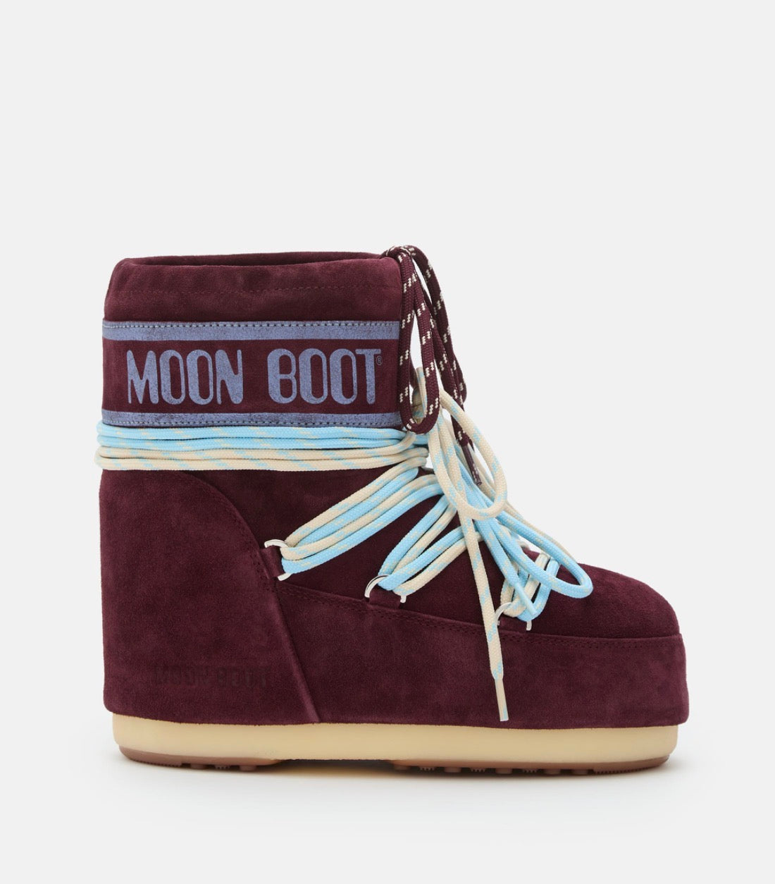 MOON BOOT Icon Burgundy Suede Lace-up Boots
