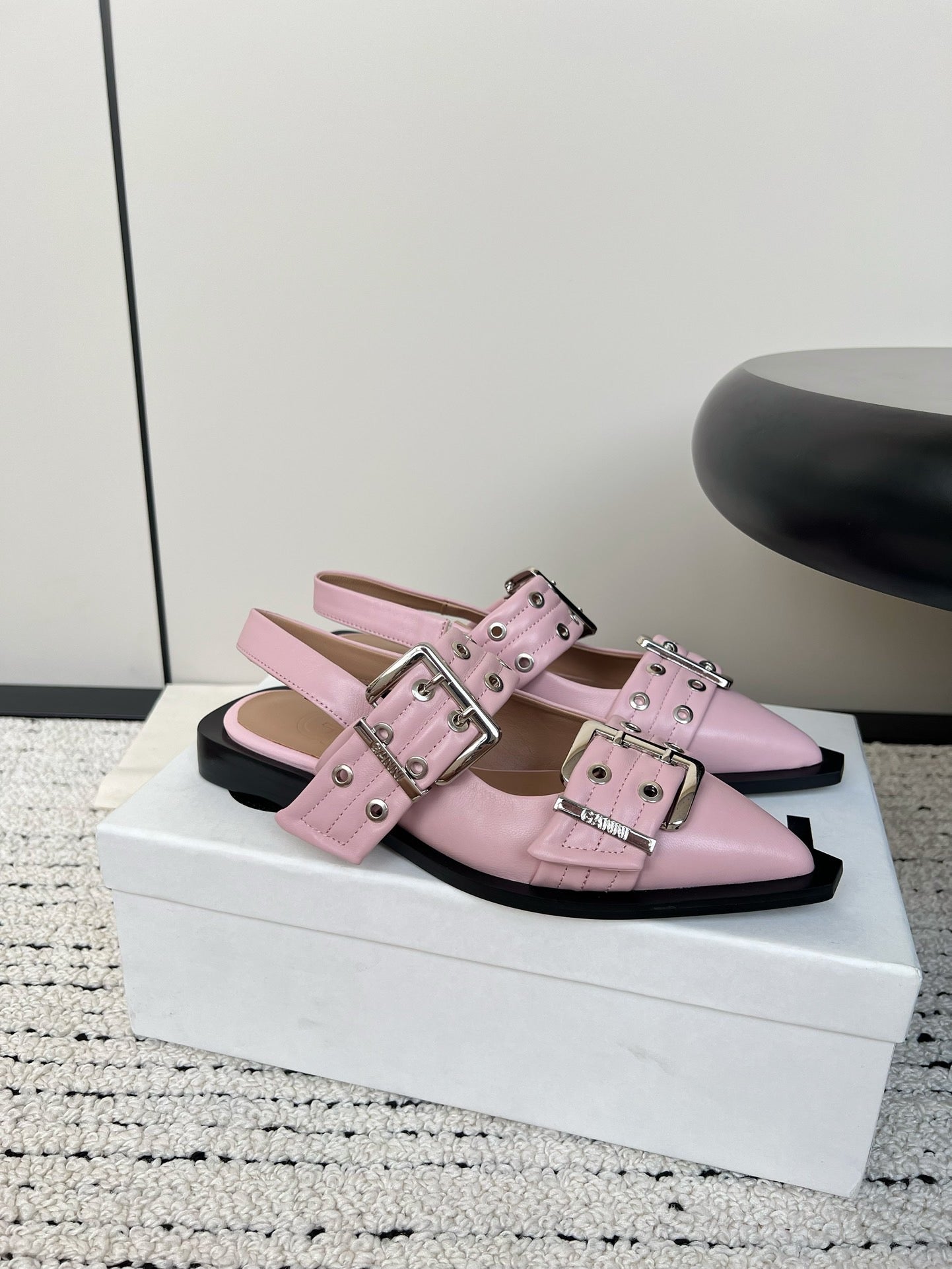 Ganni Buckle fastening Pink Ballerinas