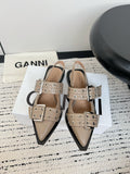Ganni Buckle fastening Taupe Ballerinas