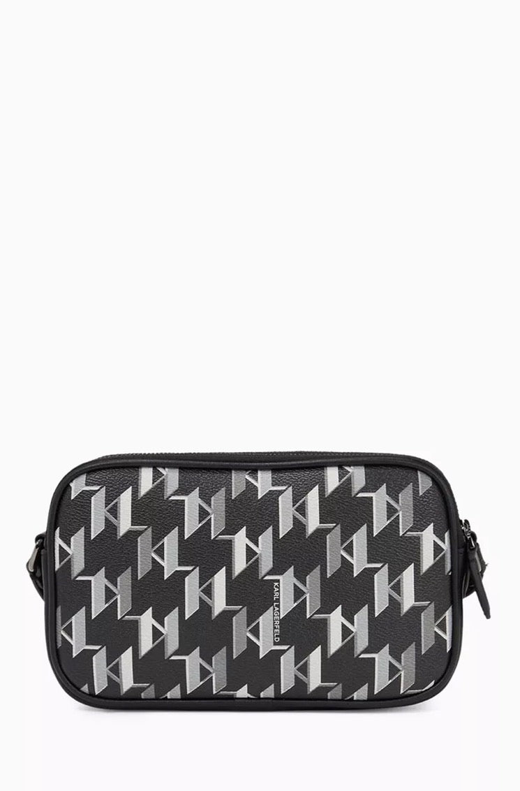 KARL LAGERFELD K/Ikonik 2.0 Monogram Black Leather Bag