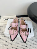 Ganni Buckle fastening Pink Ballerinas