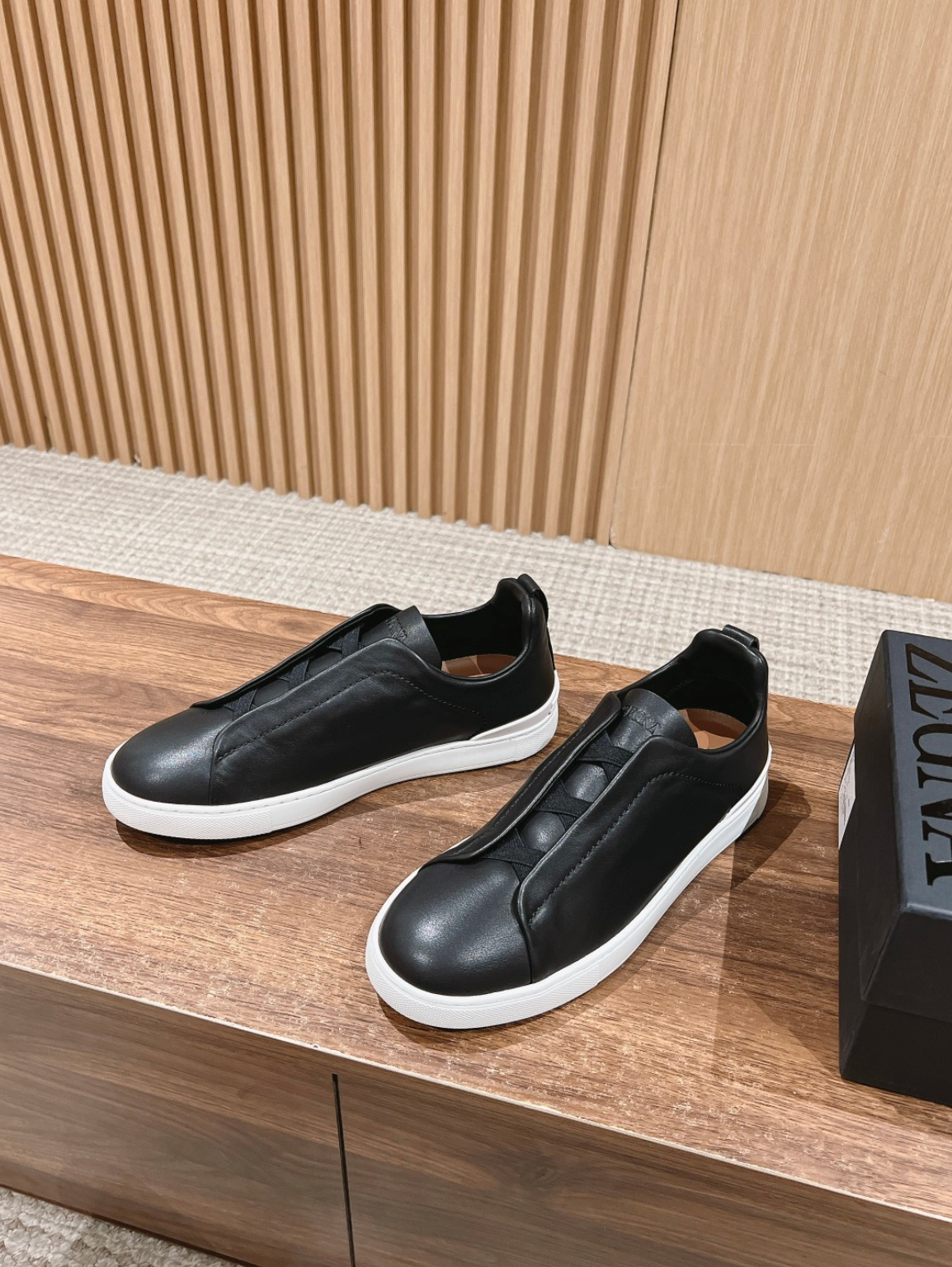 Ermenegildo Zegna black deerskin Triple Stitch