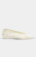 CHANEL White Cruise Ballet flats Embroidered Cotton