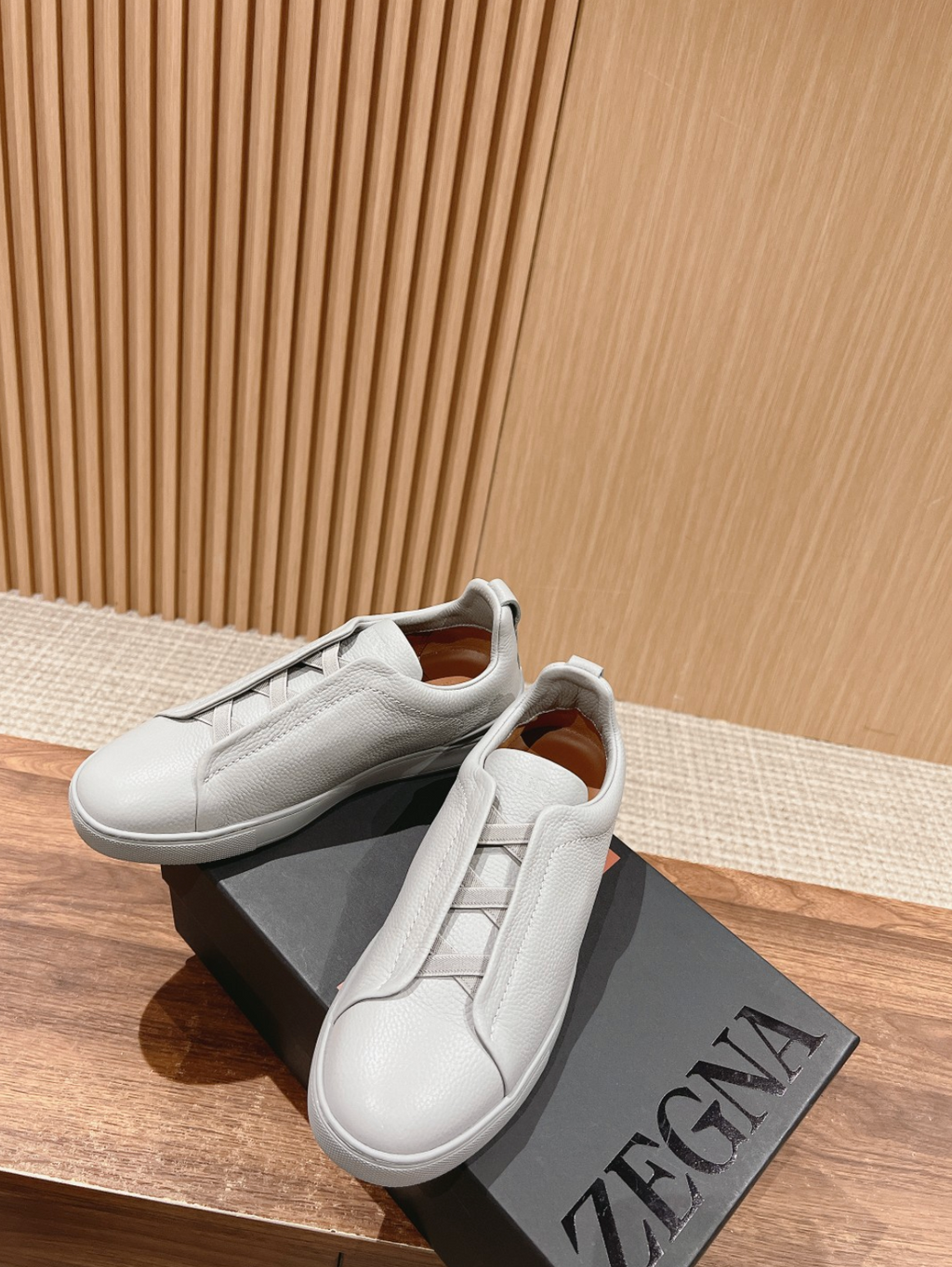 Ermenegildo Zegna grey deerskin Triple Stitch
