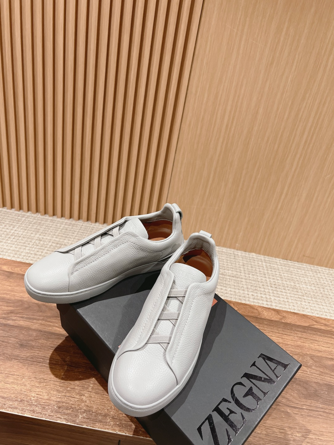 Ermenegildo Zegna grey deerskin Triple Stitch