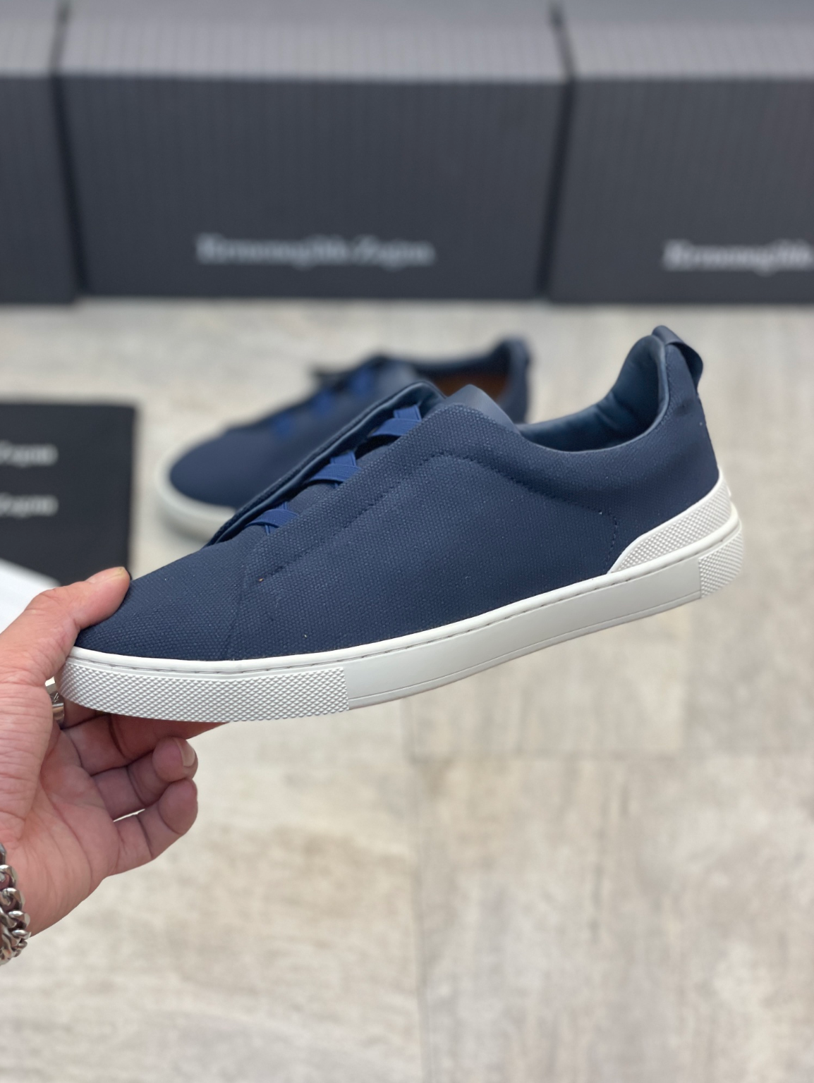 Ermenegildo Zegna blue triple stitch Wool-Vicuna