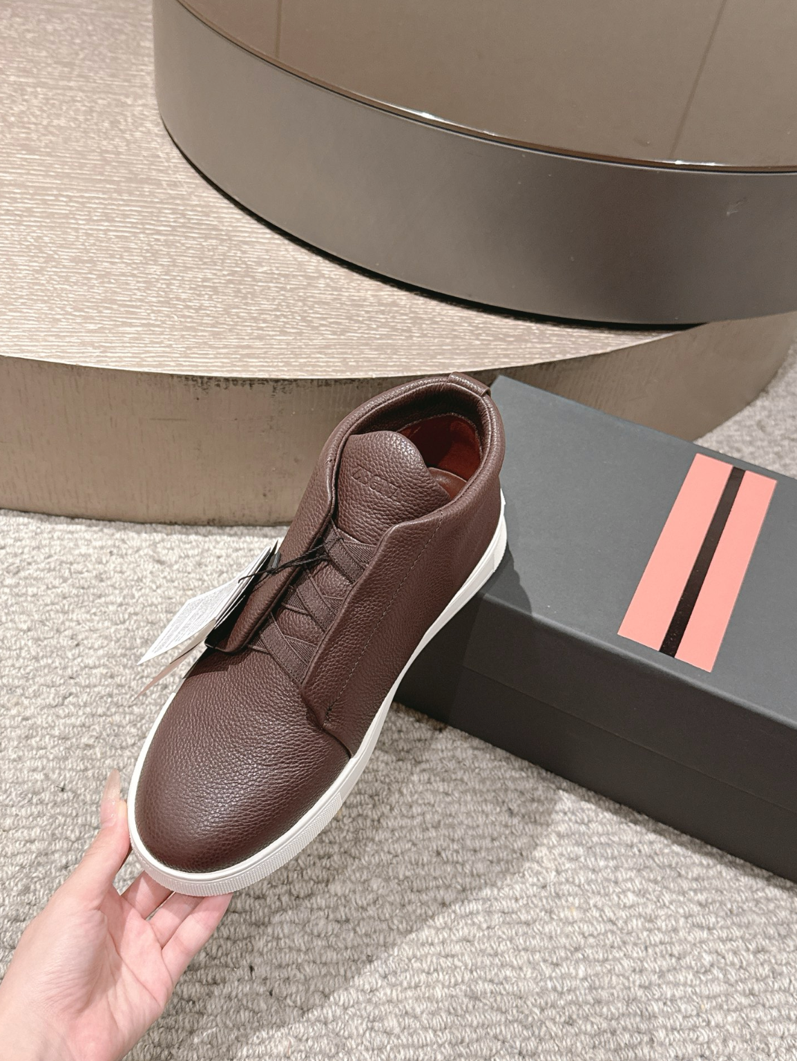 Ermenegildo Zegna brown Triple Stitch mid-top