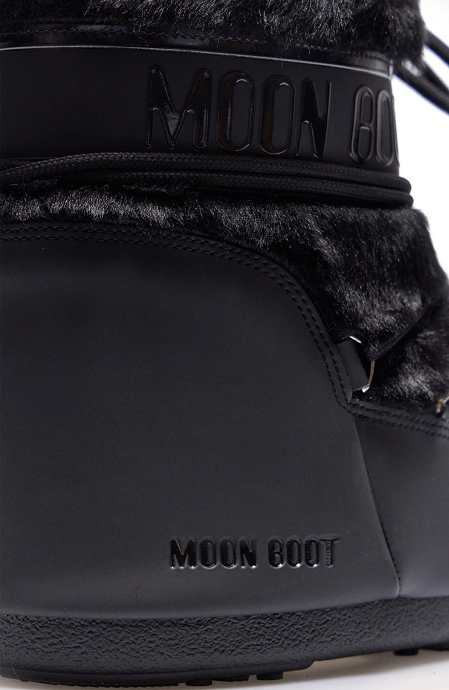 MOON BOOT Icon Low Ankle Faux Fur Black