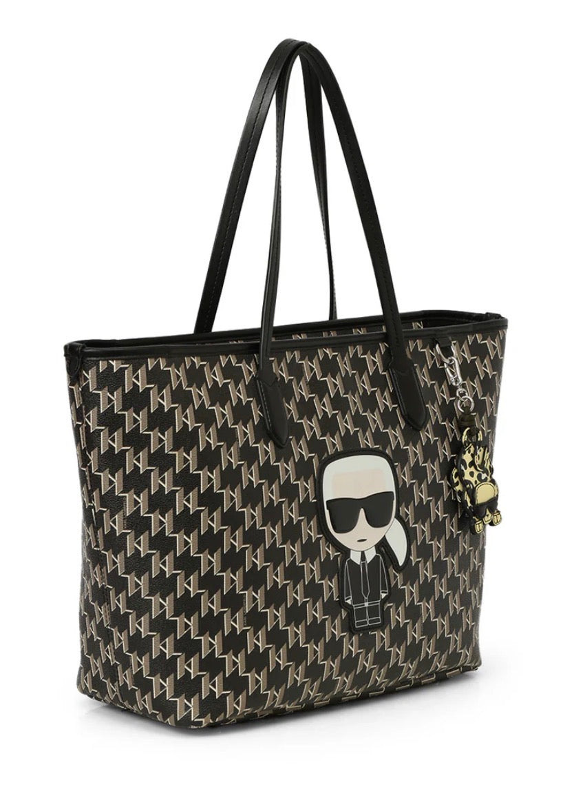 KARL LAGERFELD K/Ikonik 2.0 Monogram Black Tote Bag