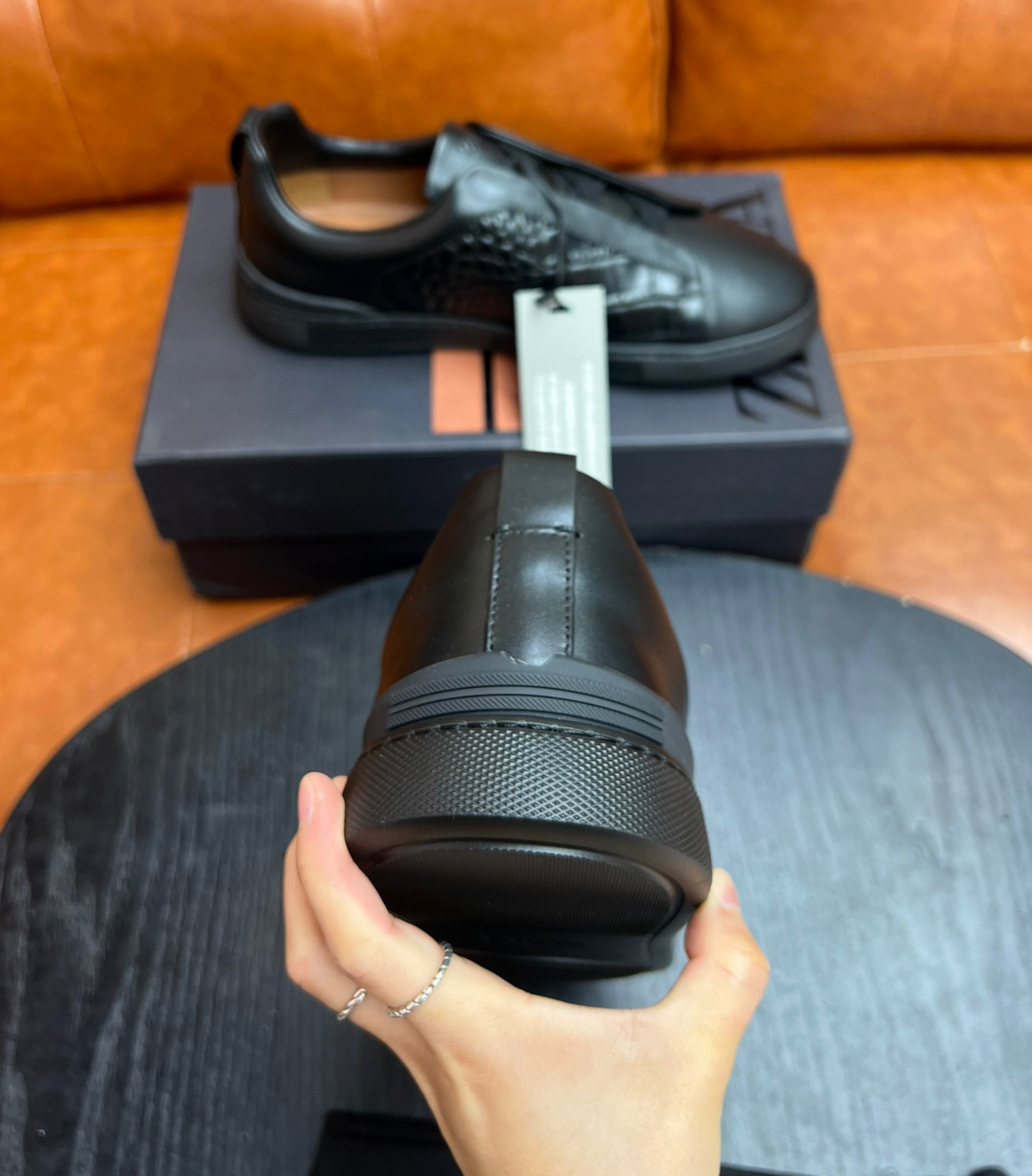 Ermenegildo Zegna Dimensions Black Crocodile Leather Triple Stitch