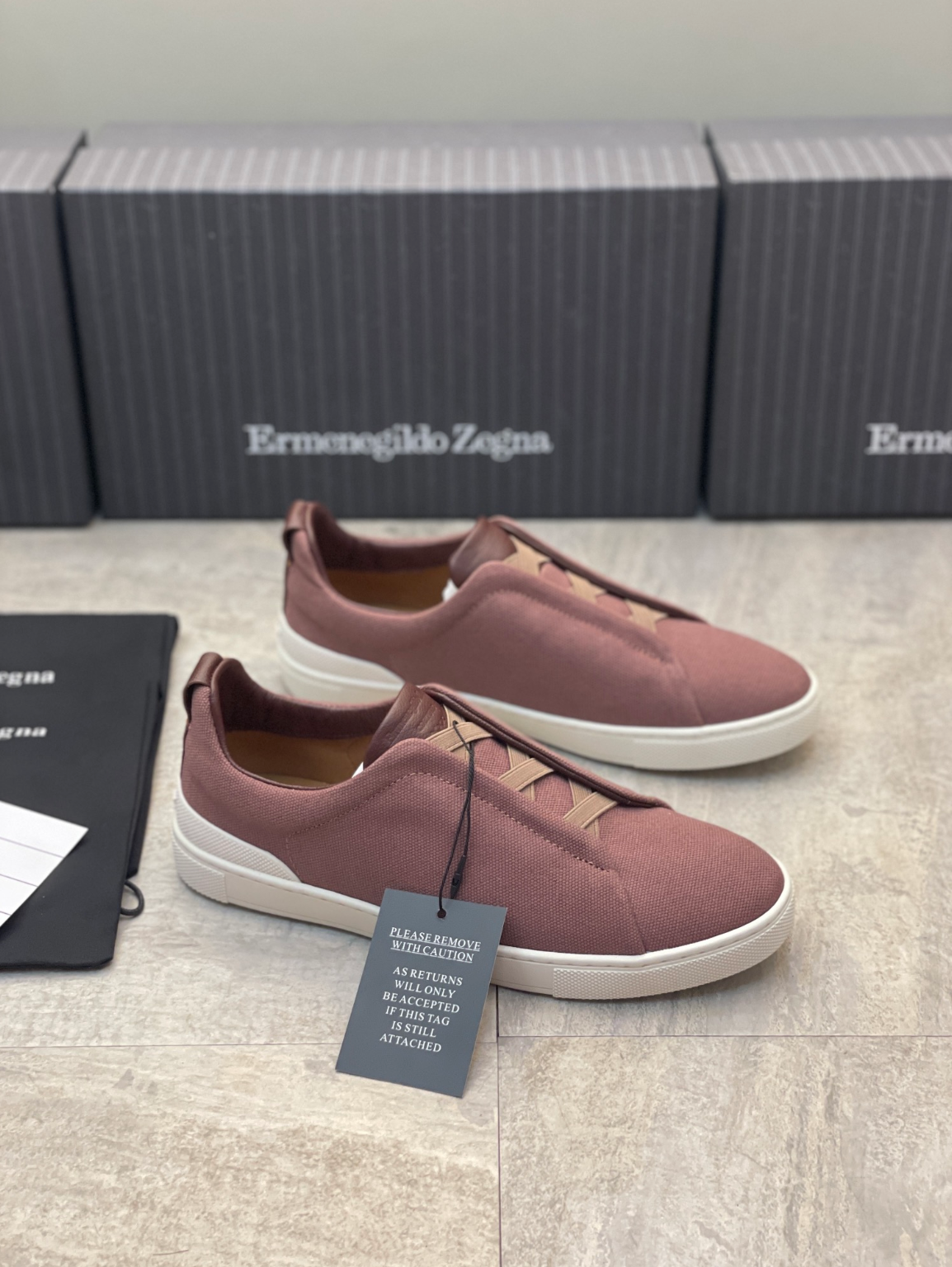 Ermenegildo Zegna pinkish triple  brown stitch Wool-Vicuna