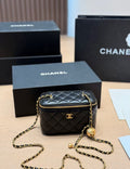 Chanel Small Vanity on Chain Pearl Crush Black Lambskin