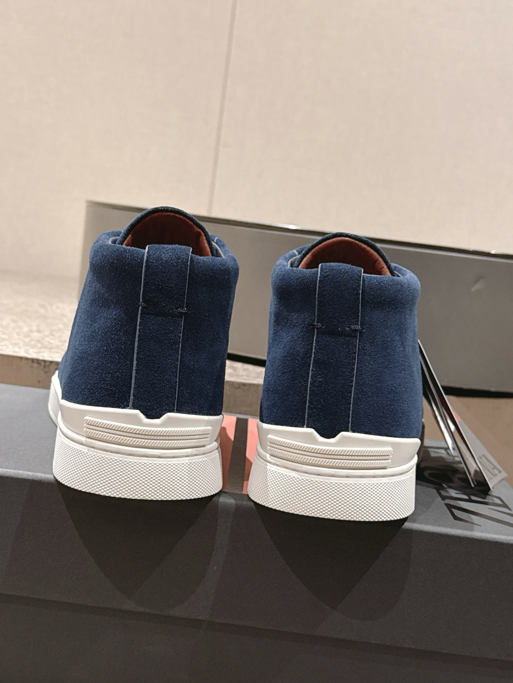 Ermenegildo Zegna navy suede Triple Stitch mid-top