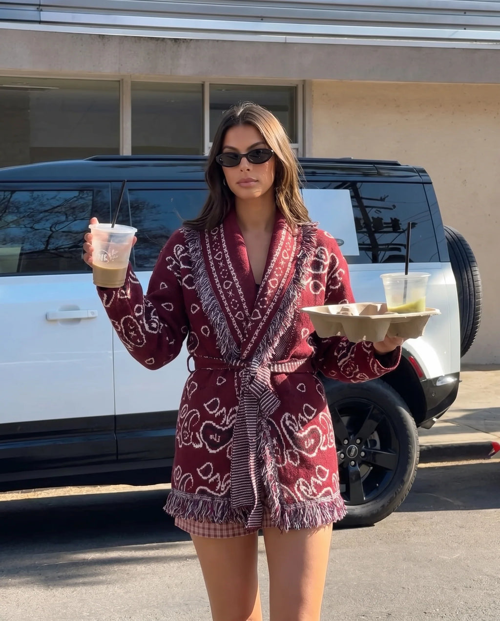 Suzanne Long Bandana Cardigan Burgundy