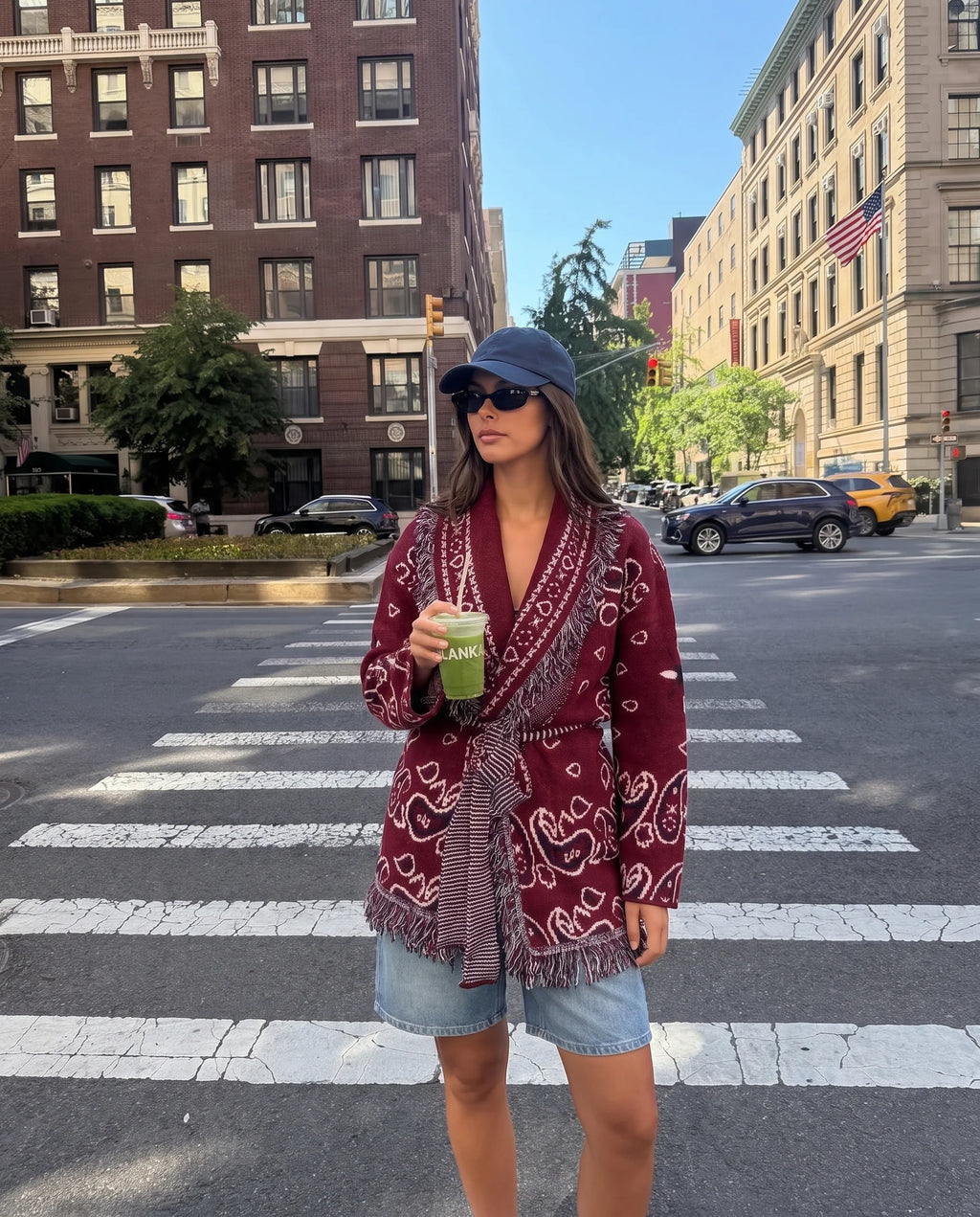 Suzanne Long Bandana Cardigan Burgundy