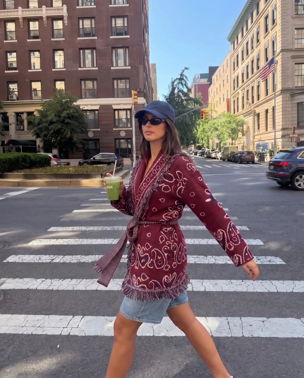 Suzanne Long Bandana Cardigan Burgundy