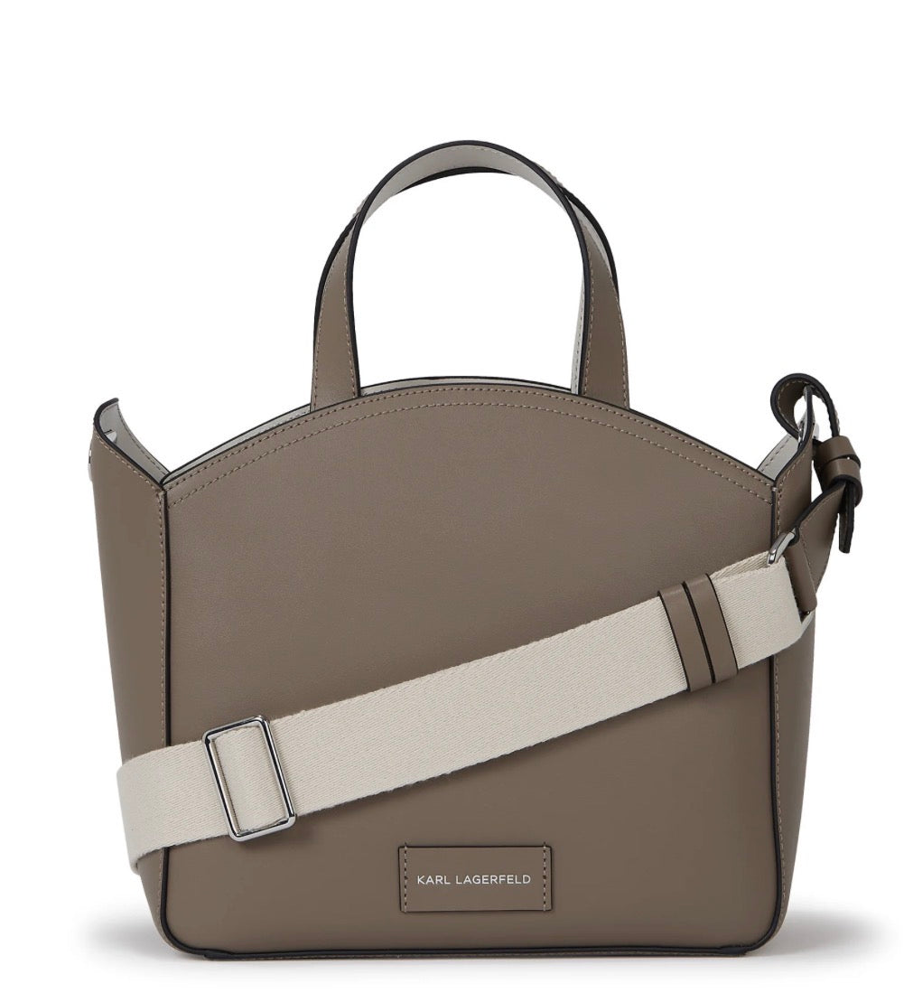 KARL LAGERFELD K/Circle Small Light Grey Perforated Tote Bag