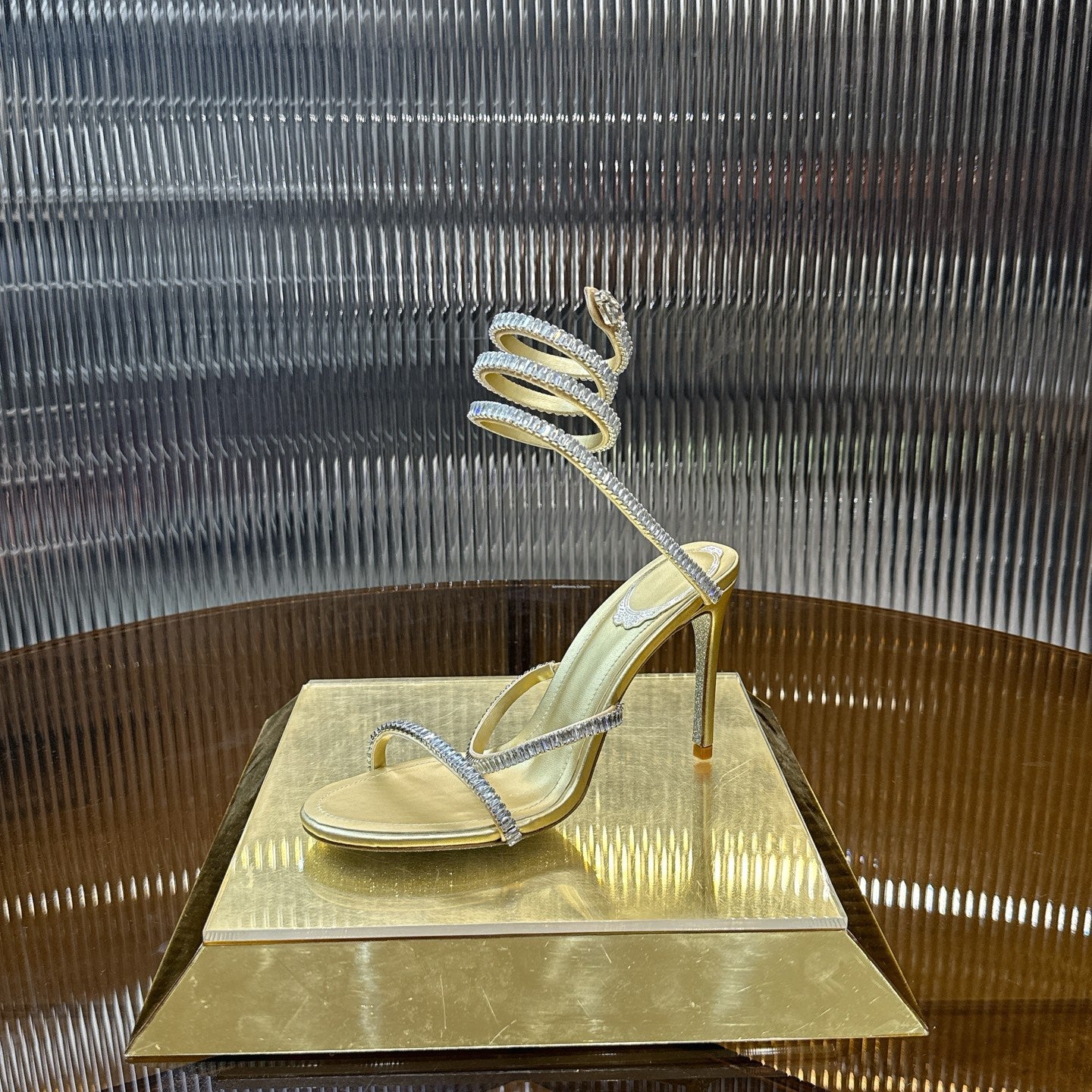 Cleo Spark sandal in Gold with rhinestone embellishments