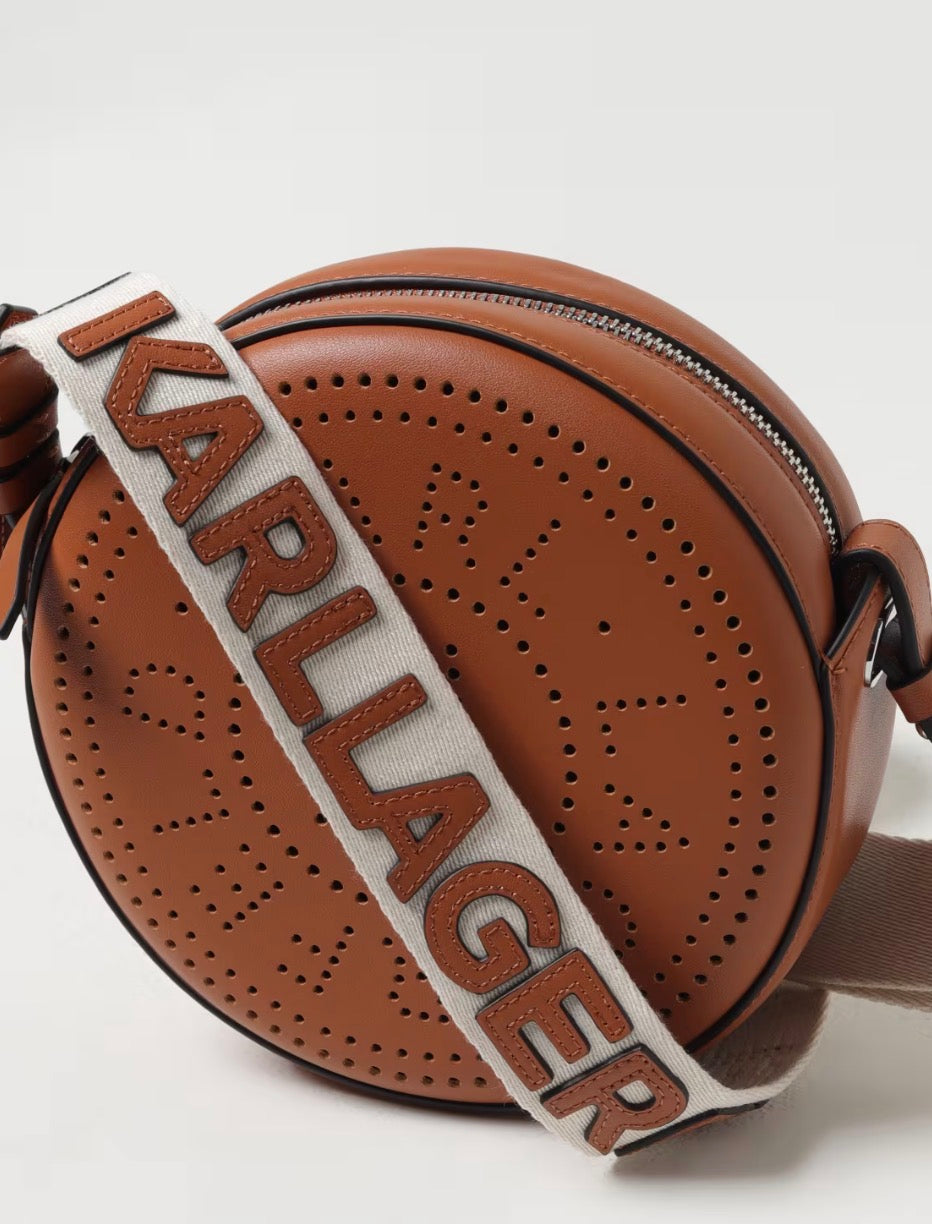 KARL LAGERFELD K/Circle Round Brown Crossbody Bag
