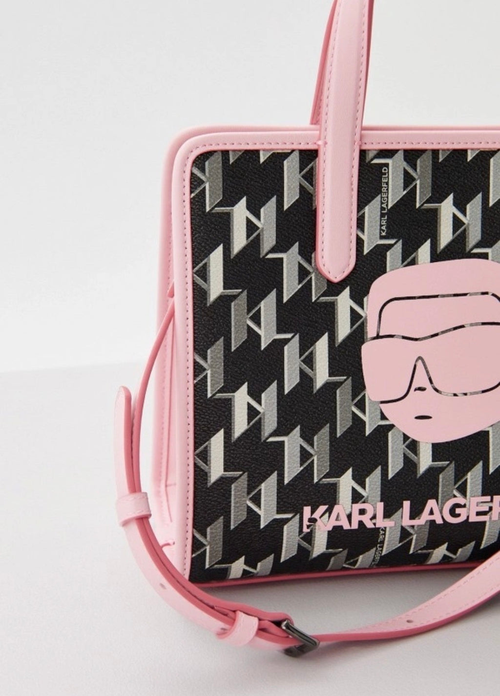KARL LAGERFELD K/Ikonik Monogram small Black/Pink tote bag
