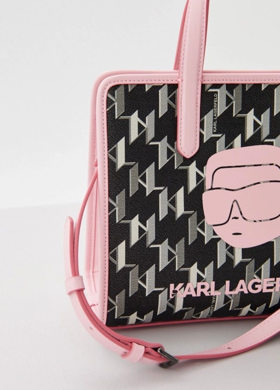KARL LAGERFELD K/Ikonik Monogram small Black/Pink tote bag