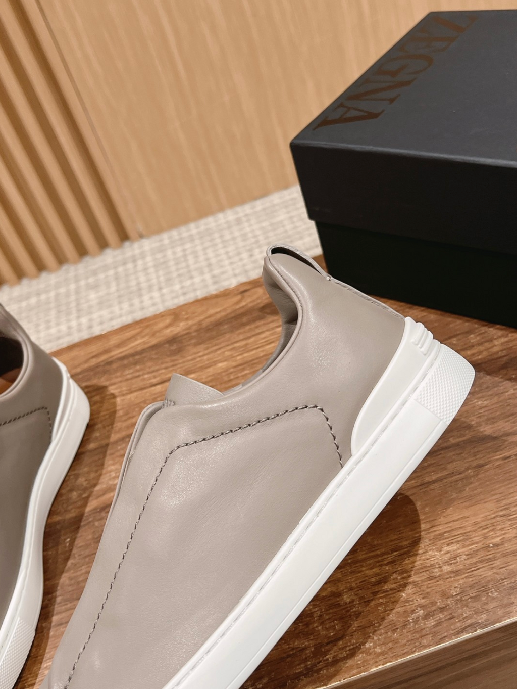 Ermenegildo Zegna beige deerskin Triple Stitch
