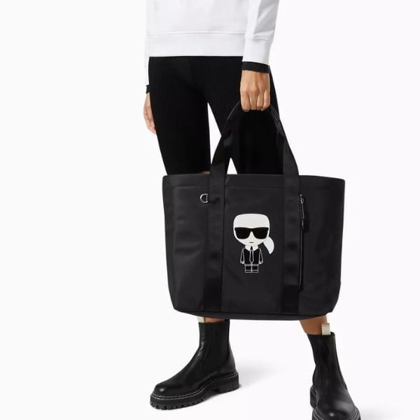 KARL LAGERFELD K/Ikonik Black Nylon Tote Bag