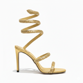 Cleo Sunshine Crystal Ankle Wrap Gold Sandal Heel Pump