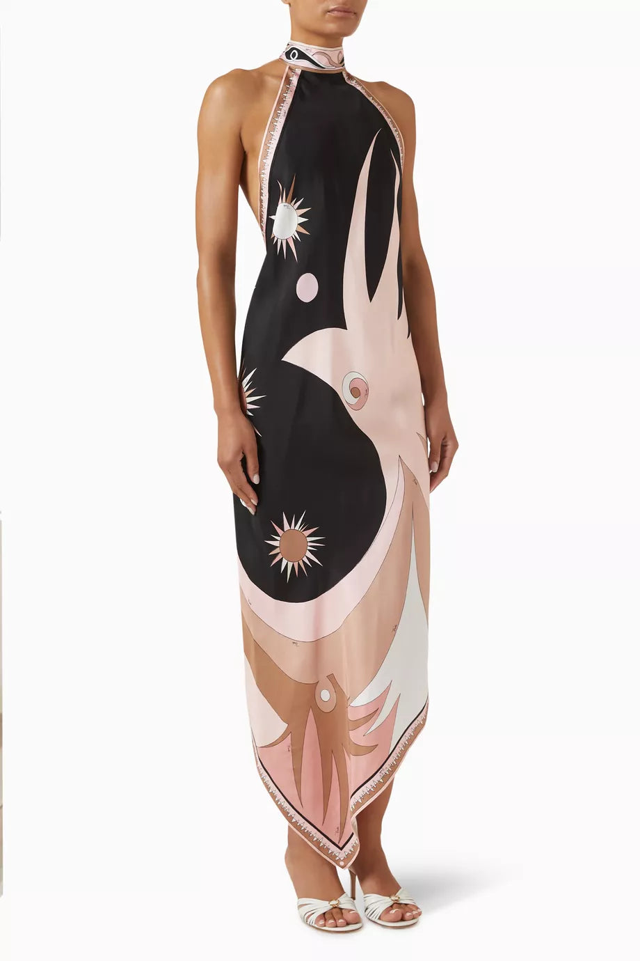 PUCCI Stella-print Asymmetrical Dress in Silk-twill