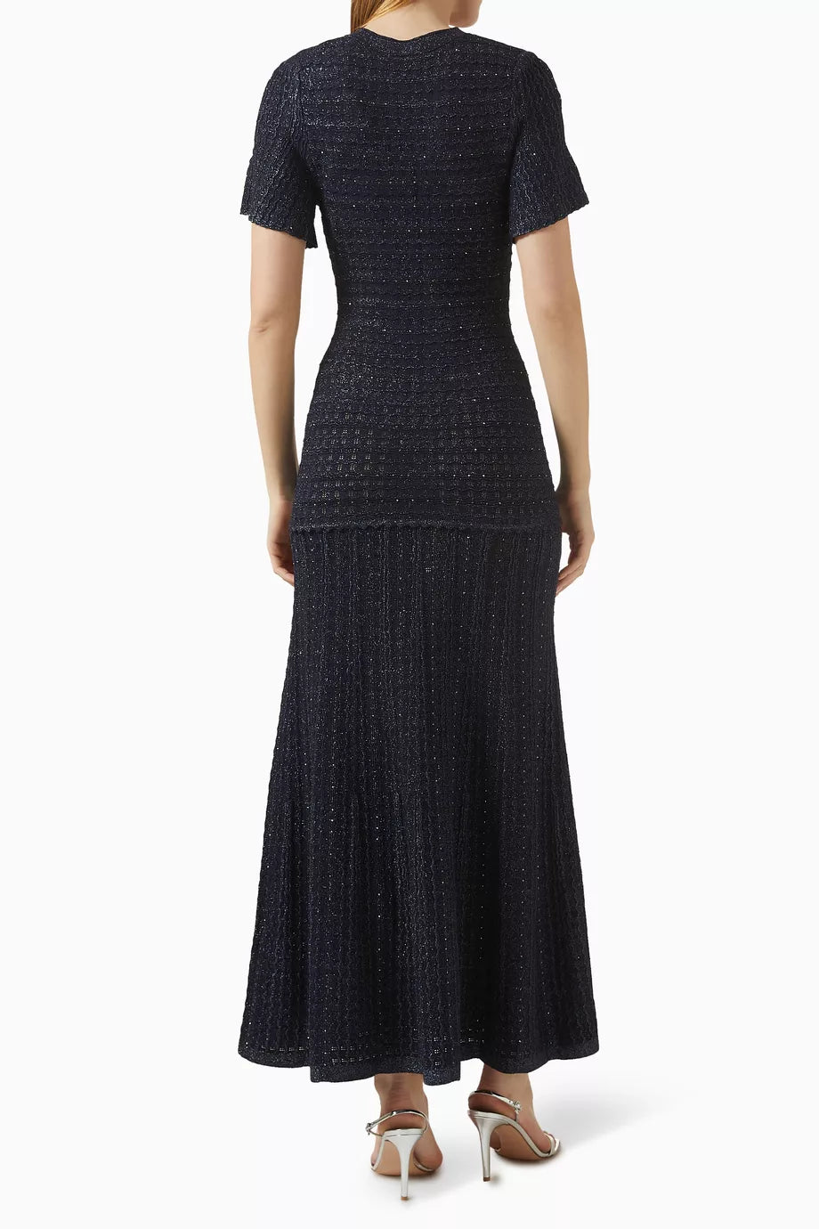 SANDRO Follow Rhinestone Maxi Dress in Knit