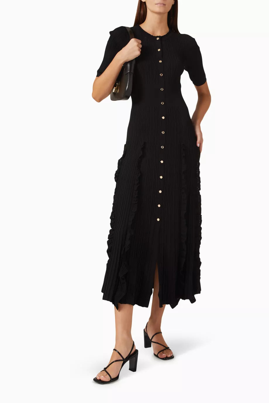 SANDRO PIETRAROSA RUFFLE MIDI DRESS