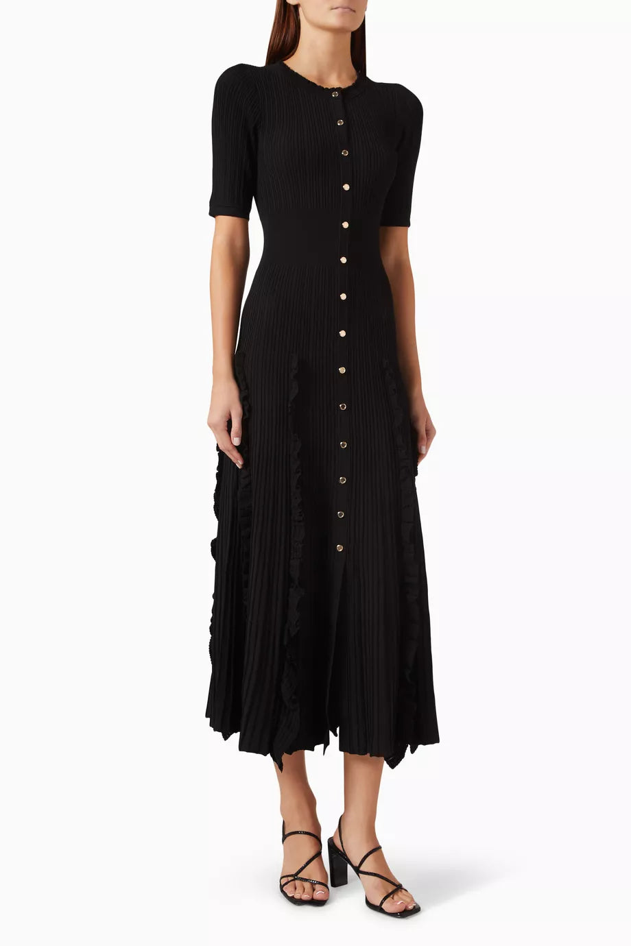 SANDRO PIETRAROSA RUFFLE MIDI DRESS