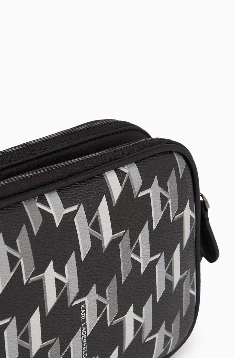 KARL LAGERFELD K/Ikonik 2.0 Monogram Black Leather Bag