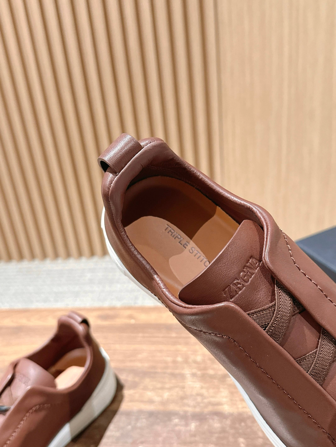 Ermenegildo Zegna brown deerskin Triple Stitch