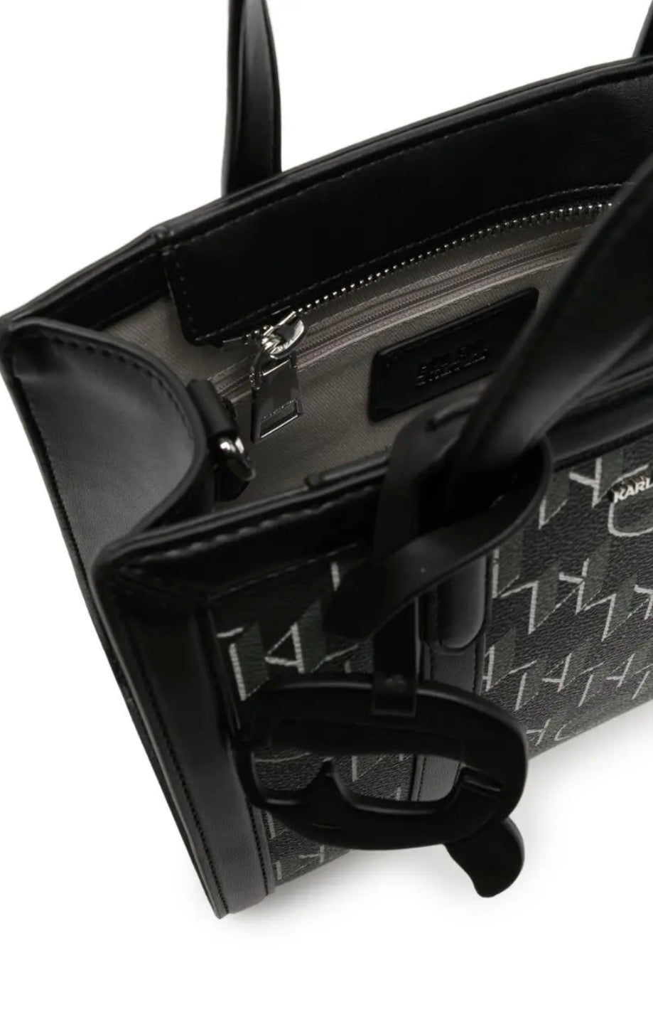 KARL LAGERFELD K/Ikonik 2.0 Monogram Small Black Tote Bag