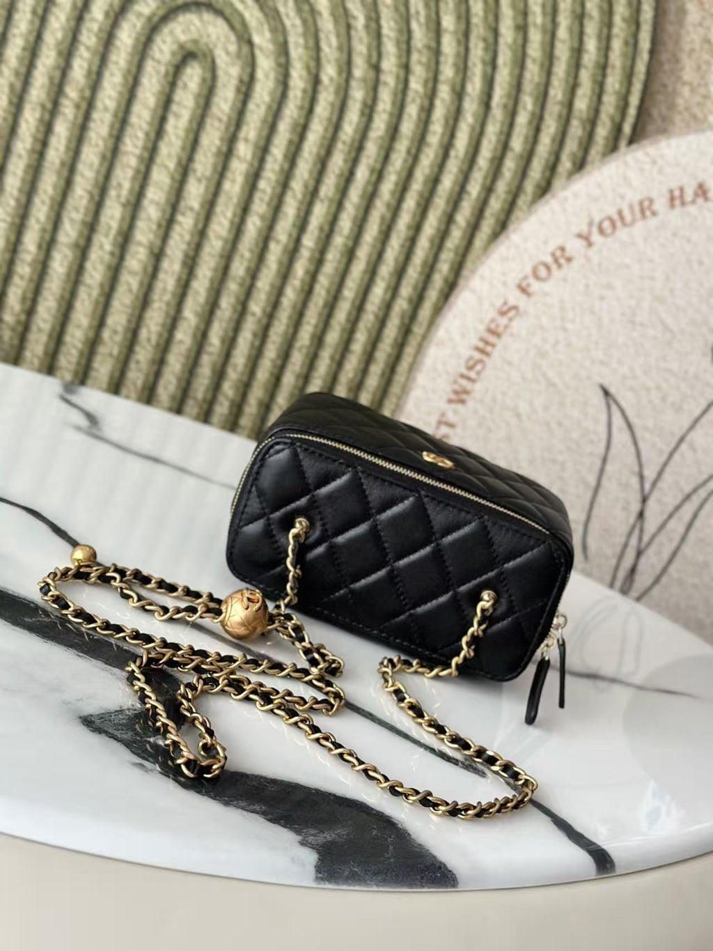Chanel Vanity on Chain Pearl Crush Black Lambskin