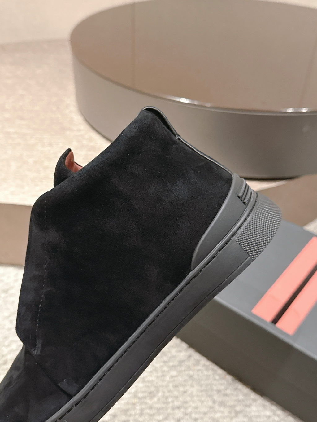 Ermenegildo Zegna black suede Triple Stitch mid-top