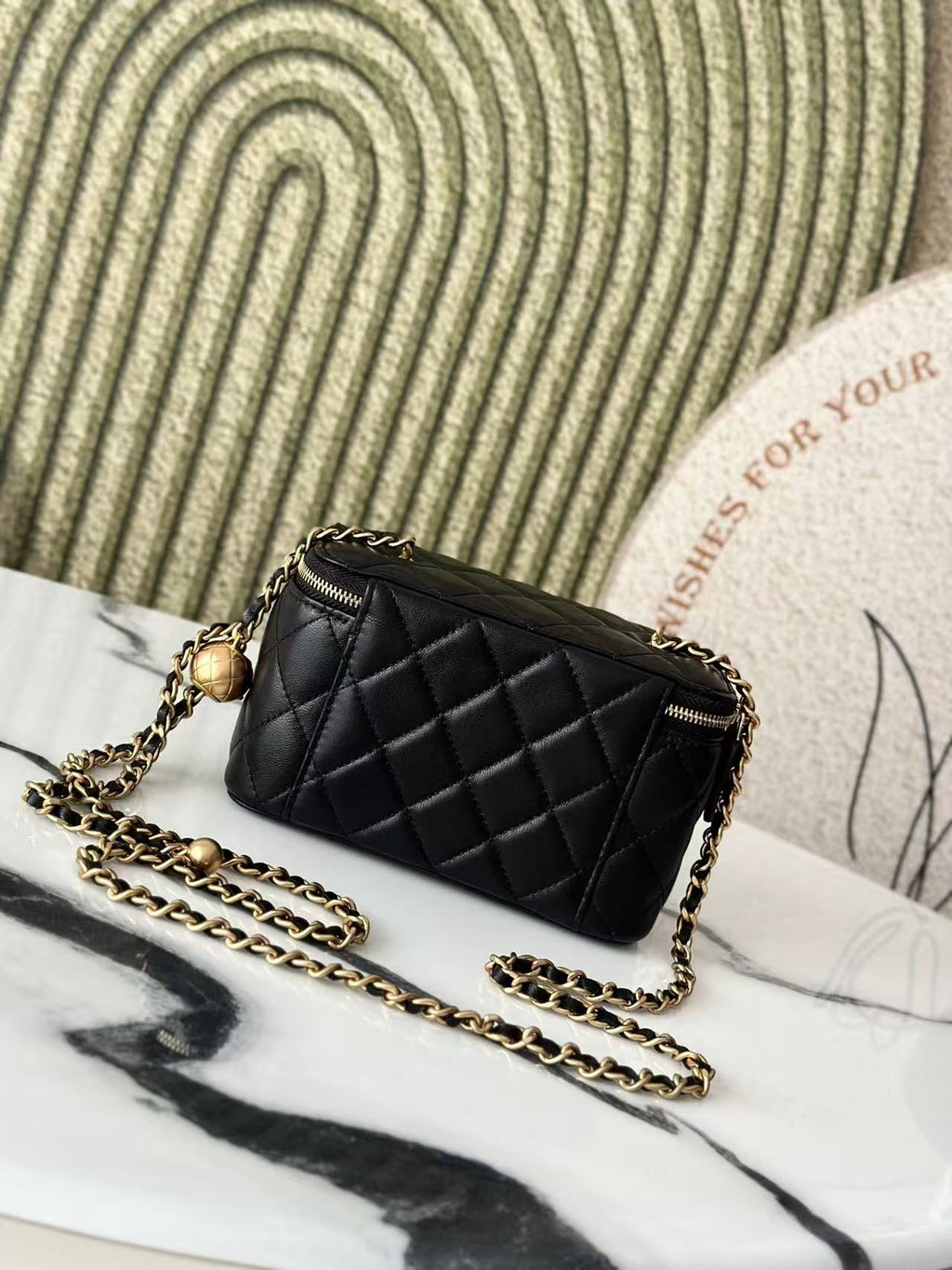 Chanel Vanity on Chain Pearl Crush Black Lambskin