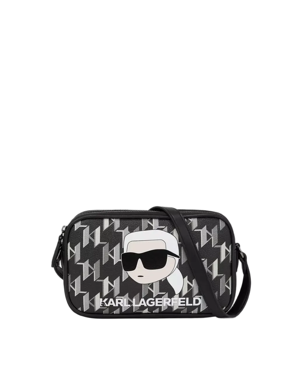KARL LAGERFELD K/Ikonik 2.0 Monogram Black Leather Bag