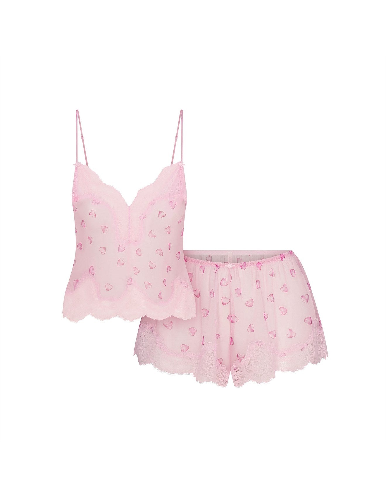 SKIMS ROMANCE LACE CROPPED CAMI AND SHORT SET