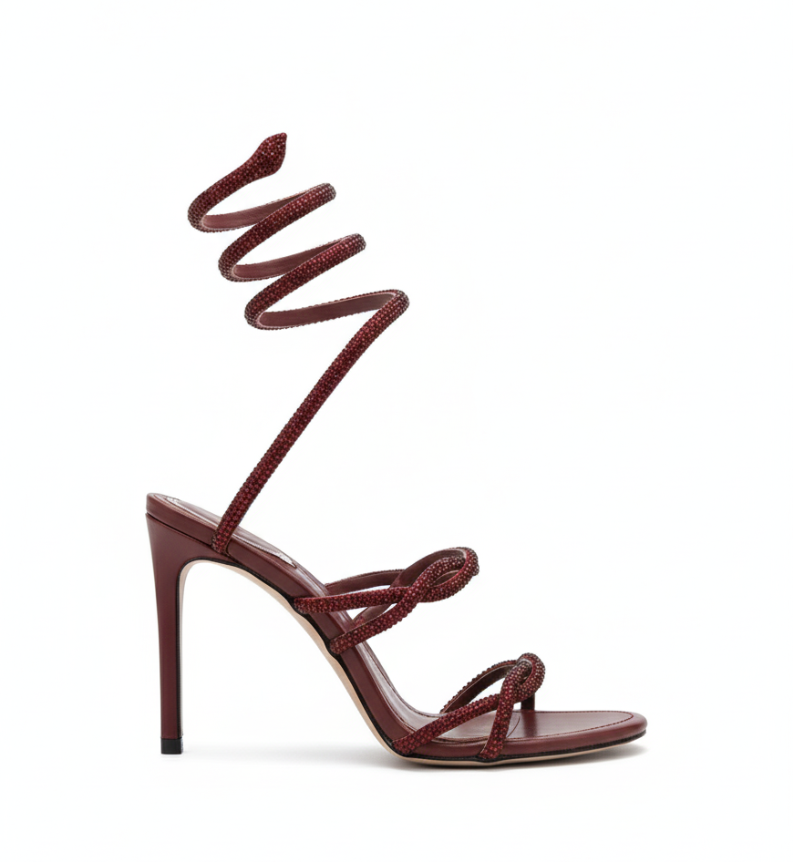 Cleo Braid "Iconic Serpente " Sandals in Burgundy
