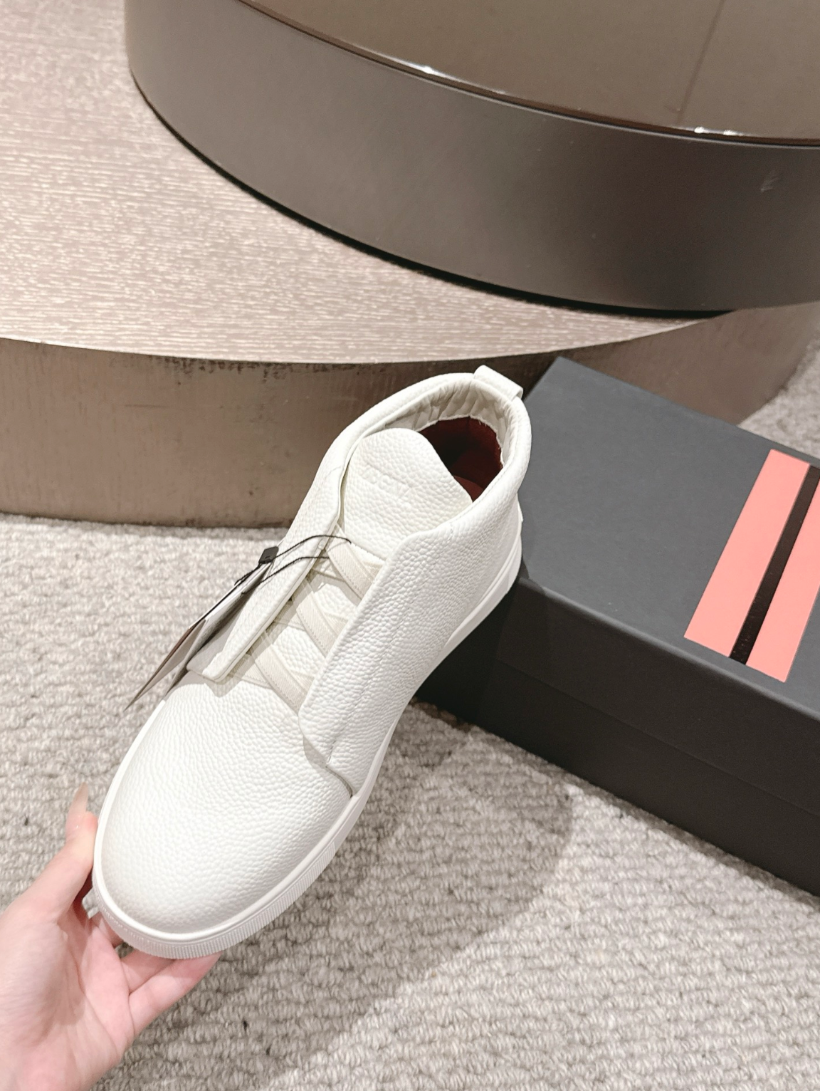 Ermenegildo Zegna white Triple Stitch mid-top