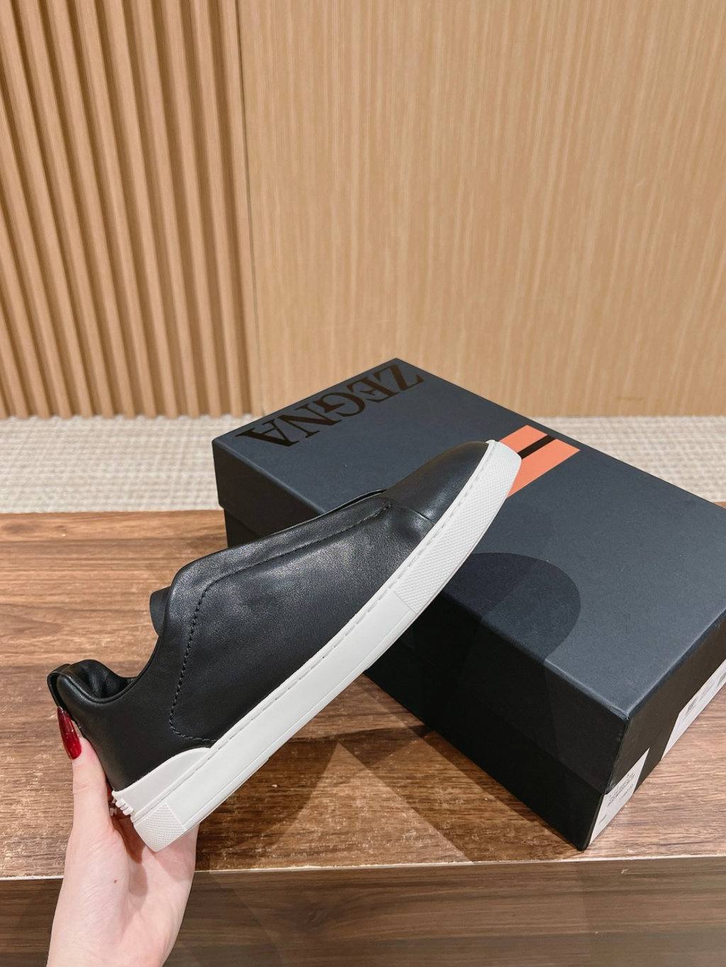 Ermenegildo Zegna black deerskin Triple Stitch