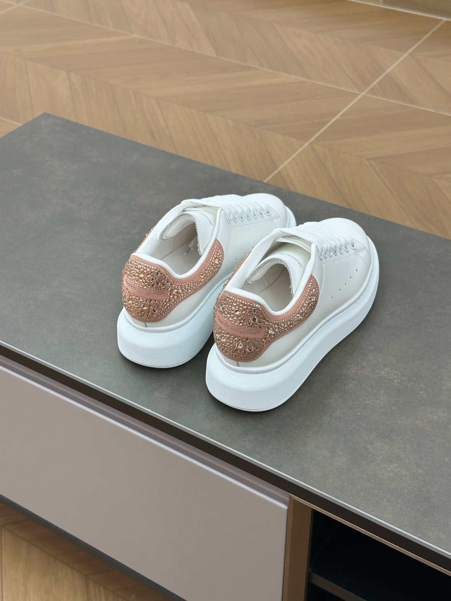 Women's Oversized Crystal Sneaker in Pink